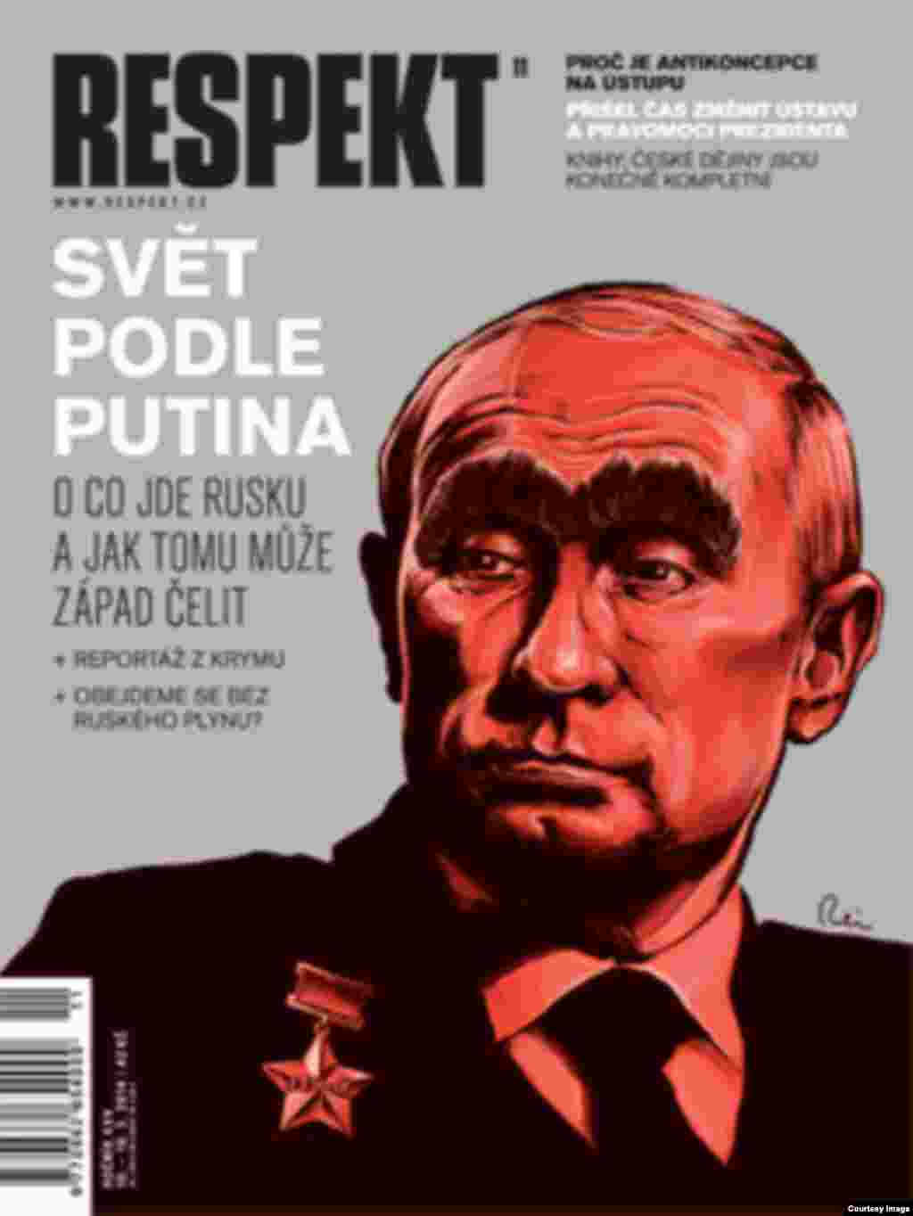 Czech weekly &quot;Respekt&quot; gives Putin the unmistakable eyebrows of an earlier Kremlin leader, Leonid Brezhnev, on its cover page headlined: &quot;The World According To Putin.&quot; 