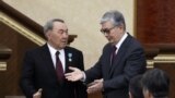 KAZAKHSTAN --  Qasym-Zhomart Toqaev (R) and his predecessor Nursultan Nazarbaev attend a joint session of the houses of parliament in Astana, March 20, 2019