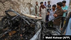 موتری که مورد حمله طیاره بی سرنشین امریکایی در کابل قرار گرفت
