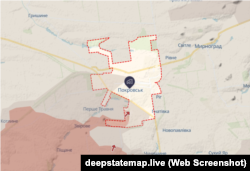 Покровськ на мапі DeepState станом на 26 жовтня 2025 року