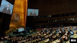 Обраќање на премиерот Груевски на 66. Генерално собрание на ОН, 2011.