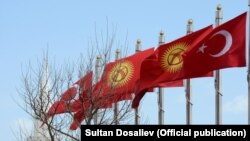 Кыргызстан менен Түркиянын желектери. Иллюстрациялык сүрөт. 