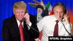 Трамп, Путин и верховный лидер Ирана Хаменеи. Коллаж