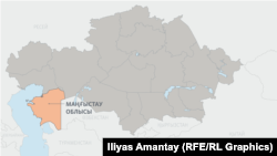Казакстандын Маңгыстау облусу картада 