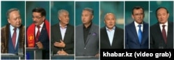Дебатка катышкандар (солдон онго): Садыбек Тугел, Жамбыл Ахметбеков, Амиржан Косанов, Азат Перуашев, Амангелди Таспихов, Маулен Ашимбаев жана Али Бектаев.