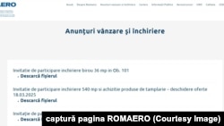 Anunțuri recente publicate pe pagina proprie arată că ROMAERO închiriază mai multe spații.