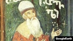 Шота Руставелинин Иерусалимдеги кечилкананын дубалындагы сүрөтү.