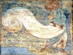 Кирилівська церква, «Ангел, що згортає небо», фреска ХІІ століття