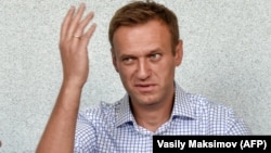 Russian opposition leader Aleksei Navalny attends a hearing at a court in Moscow on June 24.