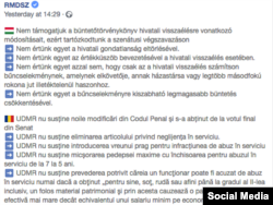 Postarea UDMR de pe Facebook de marți 3 iulie 2018