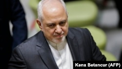 محمد جواد ظریف وزیر خارجه ایران حین حضور در سازمان ملل متحد، ۱۷ جولای ۲۰۱۹