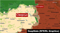 Сіверськ на інтерактивній мапі DeepState станом на 18 червня 2025 року