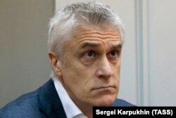 U.S. investor and founder of the Baring Vostok private equity group, Michael Calvey, attends a court hearing in Moscow on April 12.