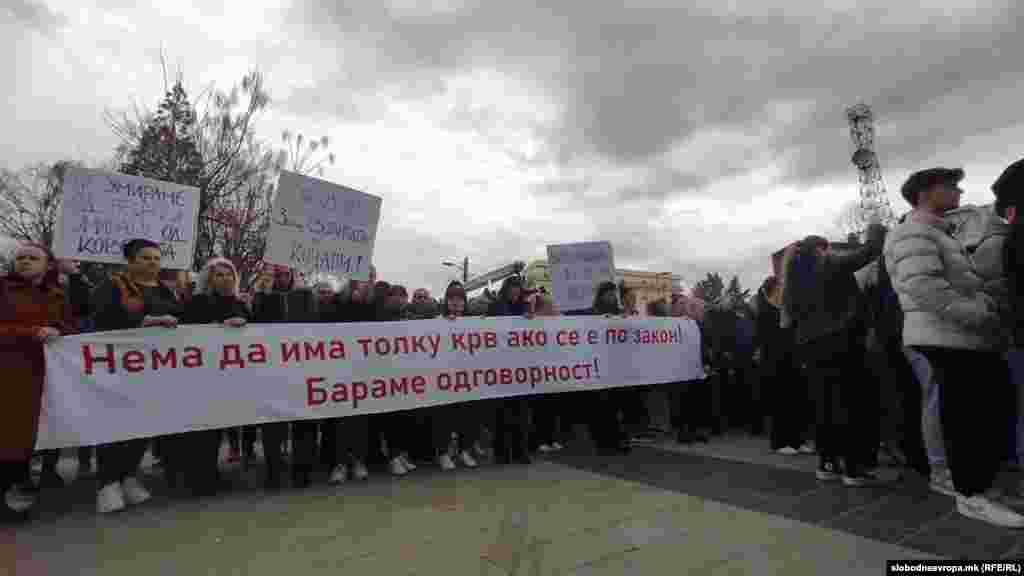 Кочани, оддавање почит на загинатите во пожарот, 17 март 2025 година