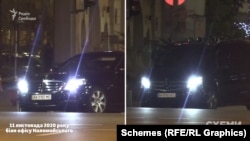 Mercedes за 2,5 години виїхав з підземного паркінгу офісу Коломойського, але вже з іншими номеарми – за ним попрямувало авто супроводу Фукса