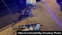 Рэшткі бесьпілётніка ў менскім двары, 29 ліпеня 2025