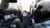 Кадър от протестите в Москва, 31 януари 2021 г.