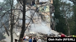 Частично разрушенный жилой дом после российского удара, Киев, 31 июля 2025 года