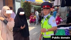 Властите соопштија дека разговарале со околу 300 жени кои носат никаби во дводневна рација во главниот град на покраината Ош, Ош