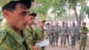 Afghan and Tajik soldiers at the Tajik Border Troops Training Center in Gissar (file photo)