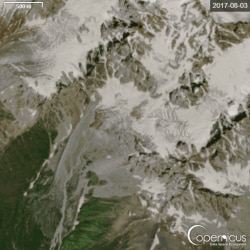 Подборка GIF-изображений была создана в период с 2017 по 2025 год с использованием 11 снимков, сделанных спутником Sentinel 2 в относительно безоблачные дни в июле, августе и сентябре | Спутниковые данные обработаны Мамукой Гвилава.