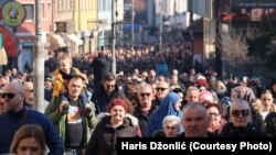 Дел од граѓаните на протест во Зеница, 9.2.2025 година