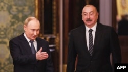 Владимир Путин и Ильхам Алиев в октябре 2024 года