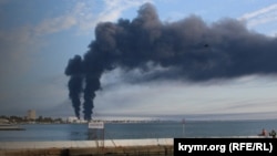 Пожар в Феодосии после атаки БПЛА, 7 октября 2024 год