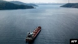 Плаващият под флаг на Сиера Леоне кораб "Разони" с 26 527 тона царевица на борда преминава през Босфора.