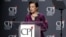 Alsu Kurmasheva speaks at CPJ’s 2024 International Press Freedom Awards ceremony in New York on November 21.