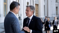 Украинският външен министър Дмитро Кулеба и държавният секретар на САЩ Антъни Блинкен в Киев, 6 септември 2023 г.