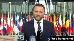 Маргус Цахкна в штаб-квартирі НАТО в Брюсселі, Бельгія, 2 квітня 2025 року