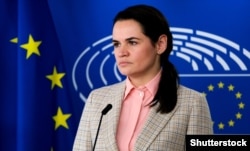 Білоруська опозиціонерка Світлана Тихановська під час пресконференції в Брюсселі, 21 вересня 2020 року