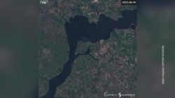 Вигляд Каховського водосховища з космосу. Як Каховське водосховище змінювалося з моменту руйнування греблі Каховської ГЕС (2023 - 2025 рр.)