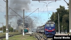 An image of the aftermath of the attack on trains in Sumy, posted online by Ukrainian Deputy Prime Minister Oleksiy Kuleba on October 4. 