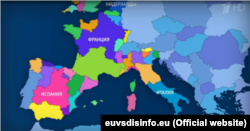 Canalul 1 a arătat în 8 octombrie 2017 o hartă în care majoritatea țărilor occidentale sînt divizate în părți
