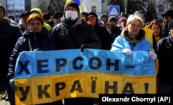 Мітинг проти російської окупації у Херсоні, 20 березня 2022 року