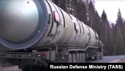 O nouă rachetă balistică intercontinentală rusă „Sarmat” fotografiată la 19 iulie 2018