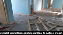 خسارات بجا مانده از حمله موتربمب در مرکز ولایت لوگر