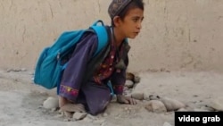 محب الله نمی تواند راه برود و پدر و مادرش توانایی خریداری ویلچر را ندارند، ولایت ارزگان(آرشیف)