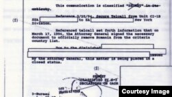 Documentul FBI declasificat (Foto: Radu Ioanid, Mihai Botez. Trei schițe de portret. Documente. Polirom, 2018)