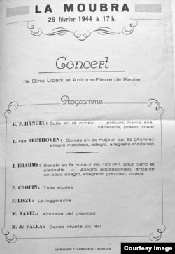 Programul de concert de la Crans-Montana (Foto: coll. Rose-Noël de Bavier)
