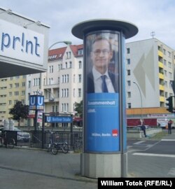 Afiş al liderului social-democrat din Berlin, Michael Müller