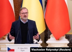 Прем'єр-міністр Чехії Петр Фіала під час візиту до України 31 жовтня 2022 року