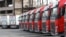Armenia - Heavy trucks belonging to the Spayka company are parked in Yerevan, April 19, 2017.