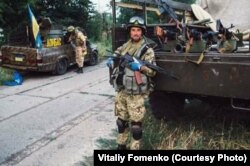 Віталій Фоменко під Іловайськом, серпень 2014 року. Фоменко – доброволець російсько-української війни, учасник боїв під Іловайськом