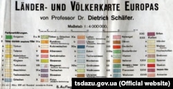 Додаток до карти країн і населення Європи професора Дітріха Шефера, 1918 рік. (Щоб відкрити додаток у більшому форматі, натисніть на зображення. Відкриється у новому вікні)