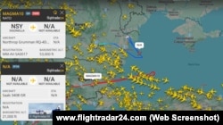 Трекінг польотів над Чорним морем 21 травня 2025 року розвідувального БПЛА Northrop Grumman RQ-4D Phoenix та літака радіоелектронної розвідки SAAB 340B ISR. Скриншот сайту www.flightradar24.com