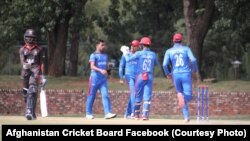تیم کریکت افغانستان در جریان بازی با تیم امارات متحده عربی در افریقای جنوربی. Jan.22.2020
