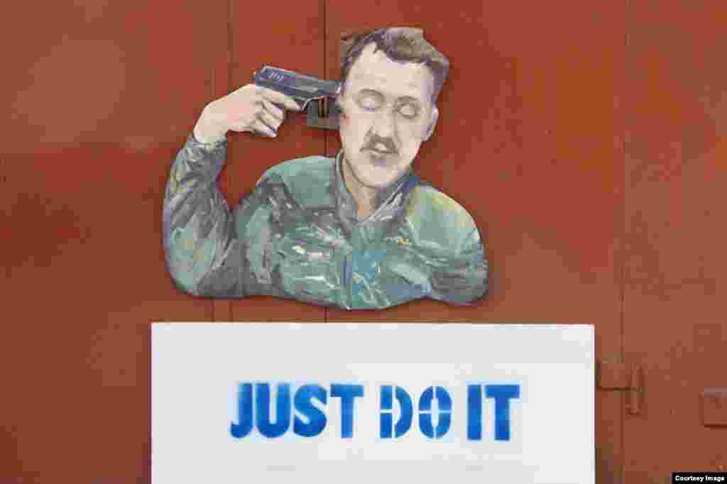 Serhiy Zakharov most famous installation, and perhaps the reason he&#39;s now in a separatist prison.